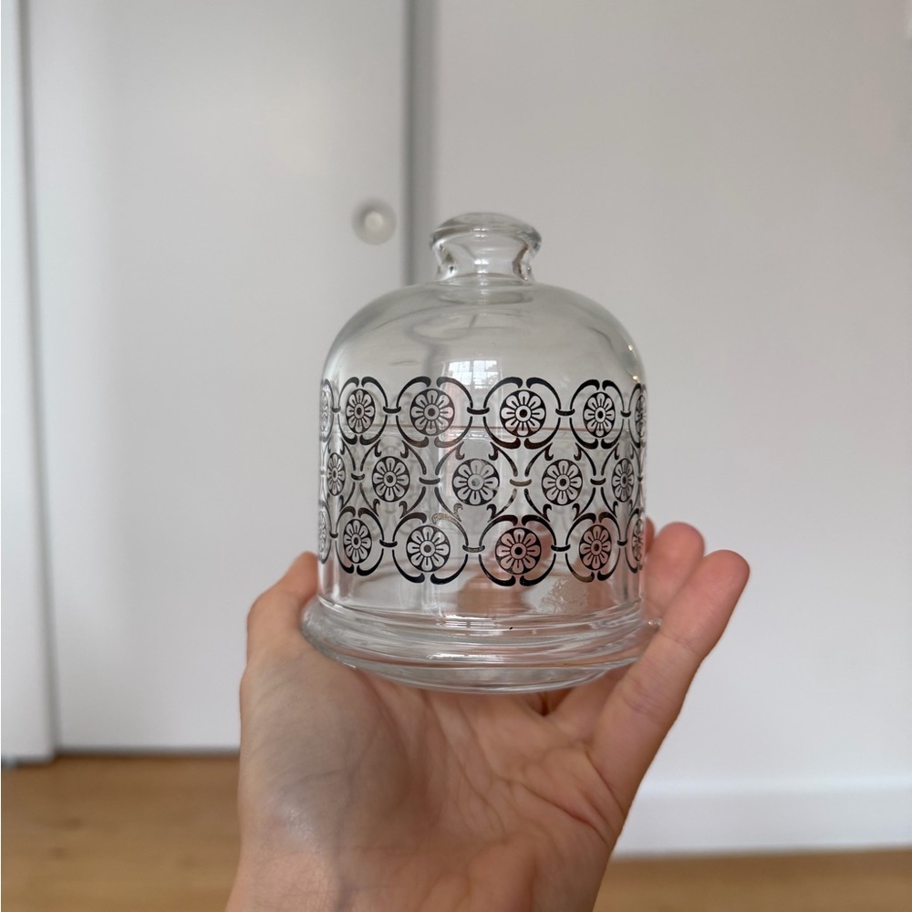 Glass Dome for butter with Floral Design